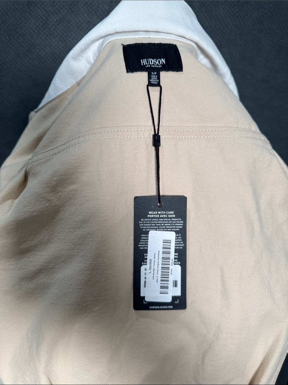 Hudson Jeans Two-Tone Cream and White Cropped Jean Jacket - Picture 3 of 3